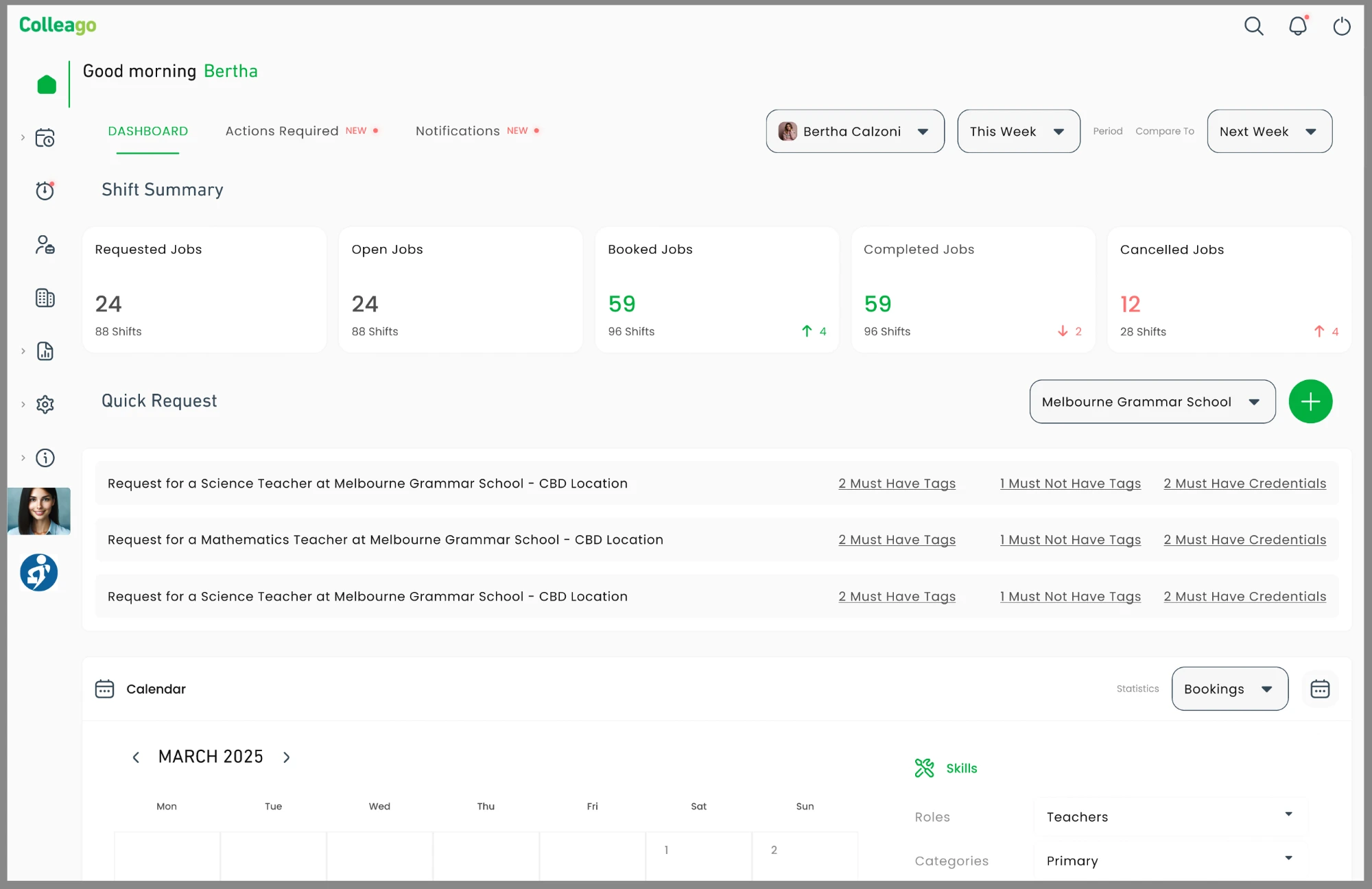 Colleago client portal dashboard